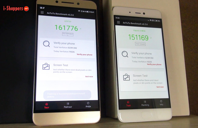 тест AnTuTu Xiaomi Mi5S VS LeEco Le pro 3